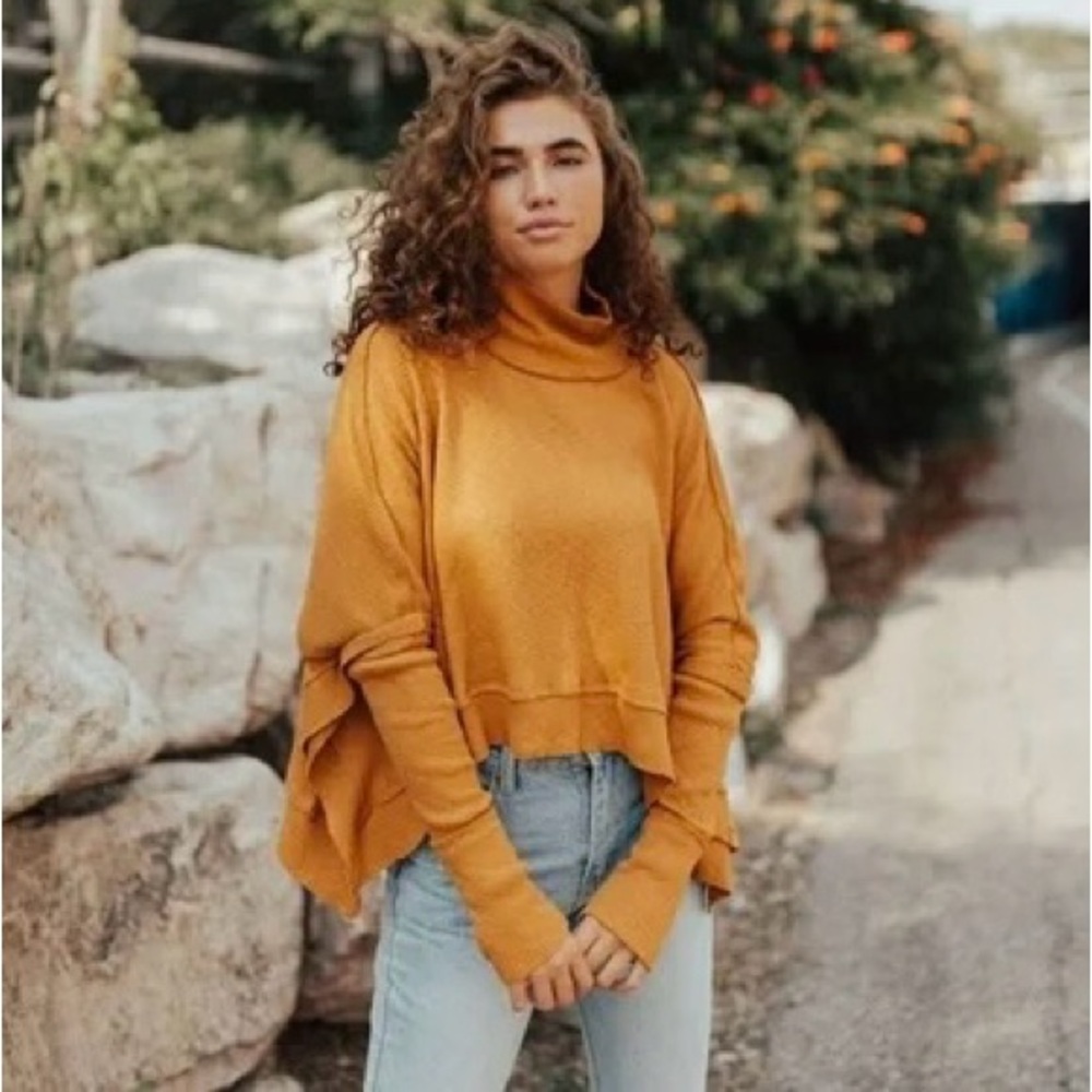 Free People We the Free Orange Turtle Neck Sweater - Picture 2 of 15